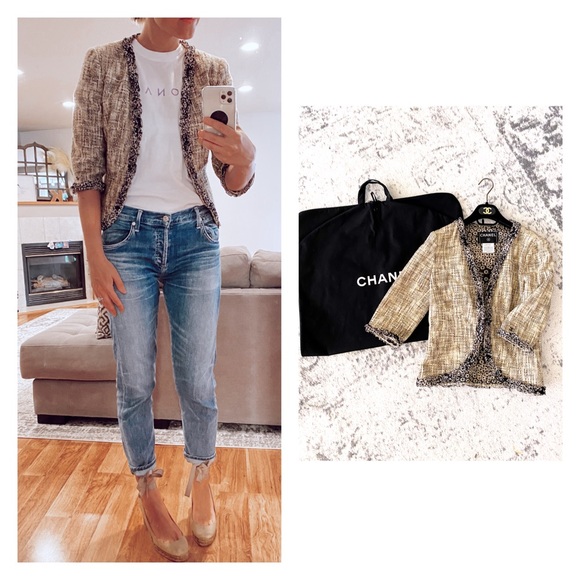 SOLD❤️Chanel tweed ruffle trim 2003 blazer 38 xs - Picture 2 of 8